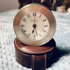 Coach travel alarm clock with leather case